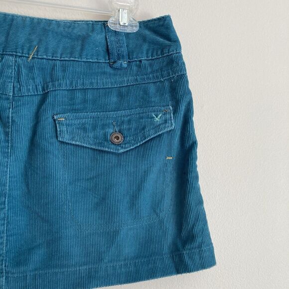American Eagle Corduroy Mini Skirt Womens Size 6 Teal Blue Pockets Y2K New - Picture 7 of 8